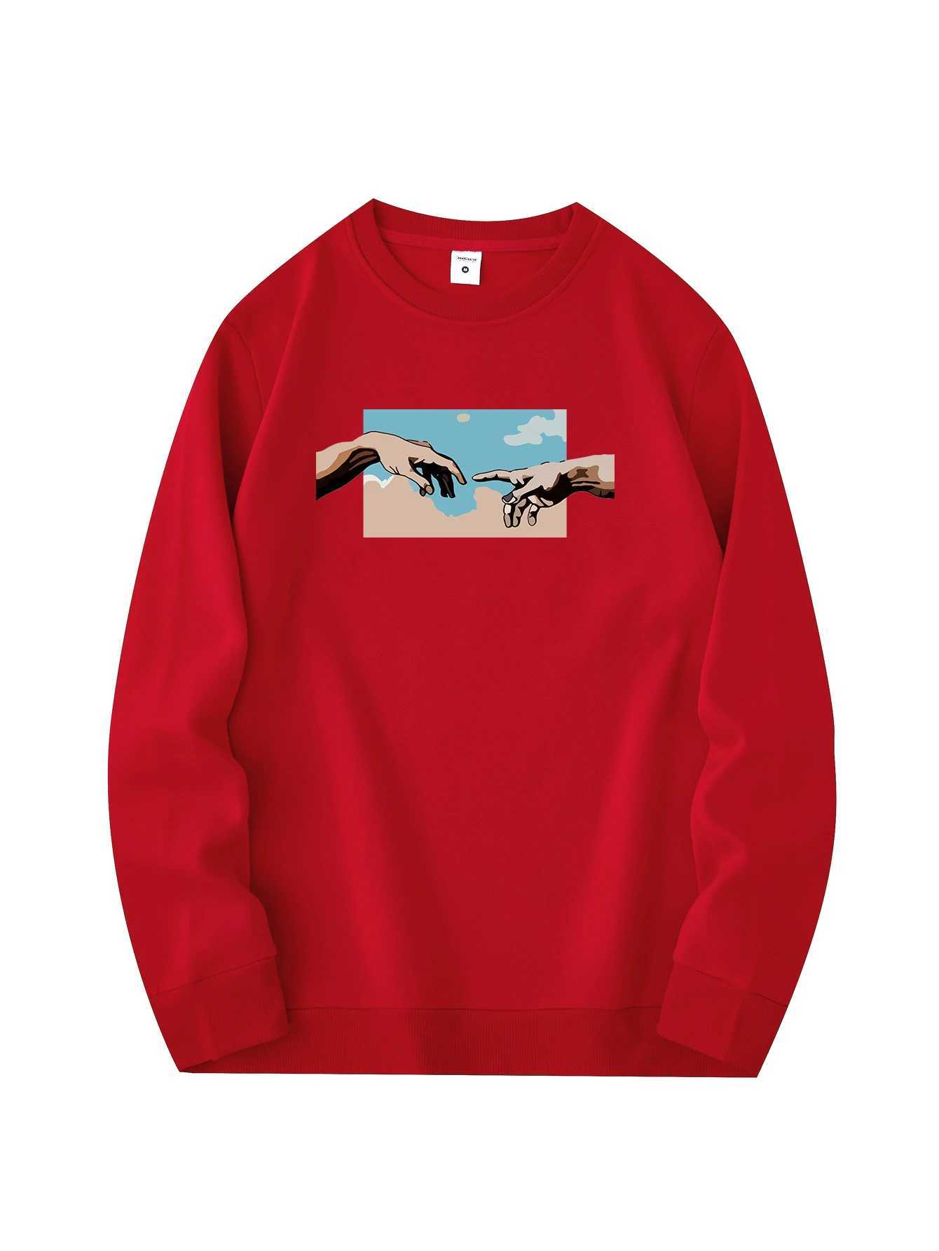 Mens new fashionable round neck sweater casual and daily comfortable round neck sweatshirt pattern printing mens jacketX240925