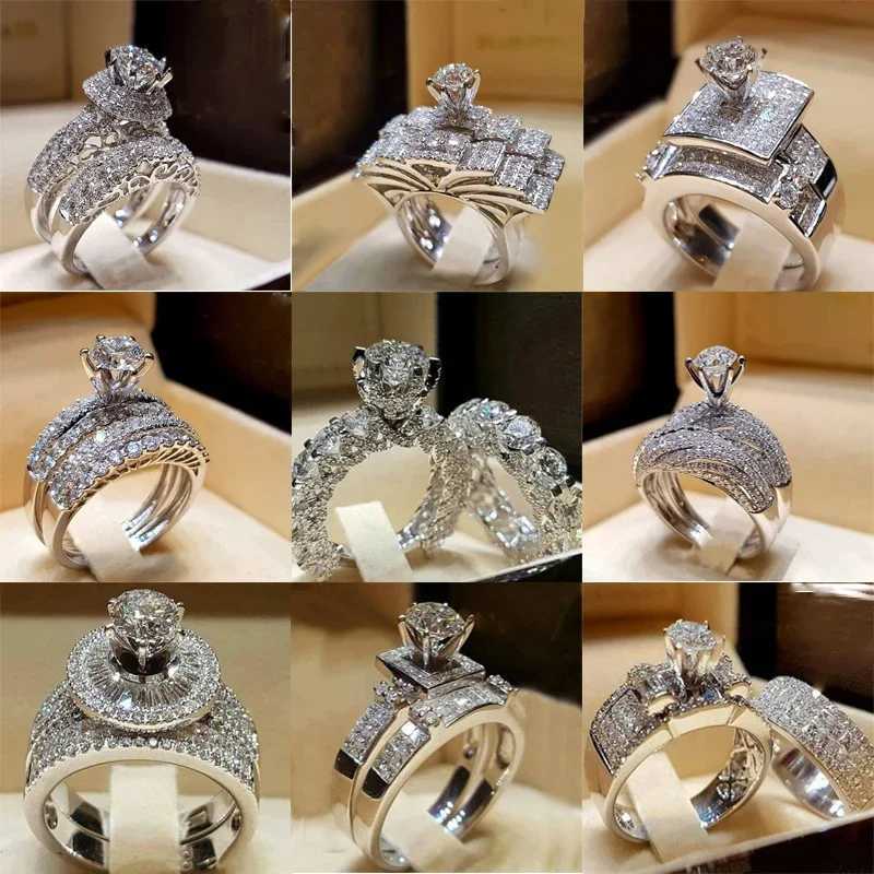 2-piece/set series! Trendy Milangirl white crystal round ring set suitable for girls weddings engagements parties fashionable jewelry W240925
