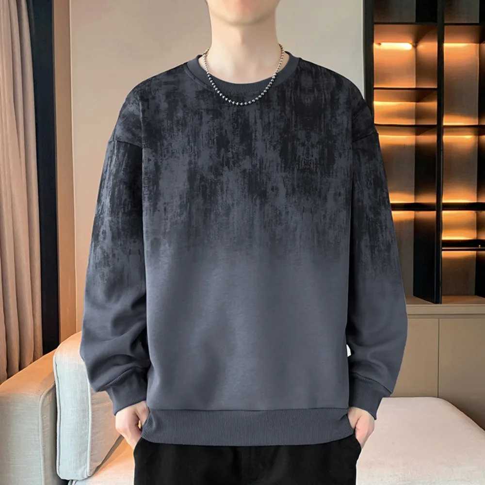 Mens Spring and Autumn Sweatshirt Cool Tie Dye Long Sleeve Shirts Stylish Men Fashion Streetwear Round Neck Sweatshirts PulloverX240925