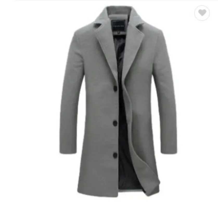 2023 Spring and Autumn Leisure Mens Long Woolen Windbreaker Loose Size Fashion Personality Simple Solid Color Large Woolen Coat Y240924