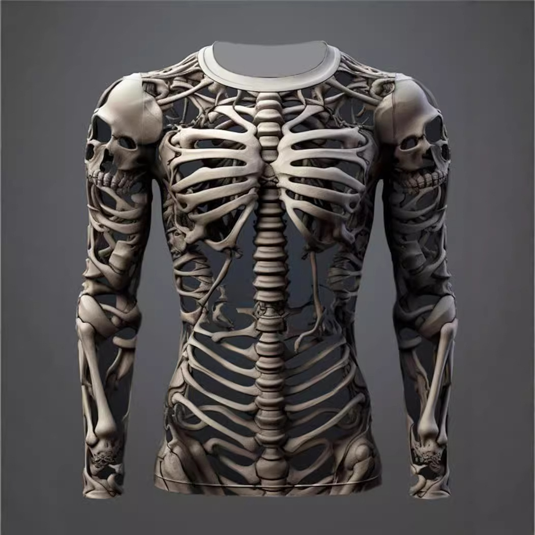 Men's Halloween Skull Print Long Sleeve Pullover dh910320090