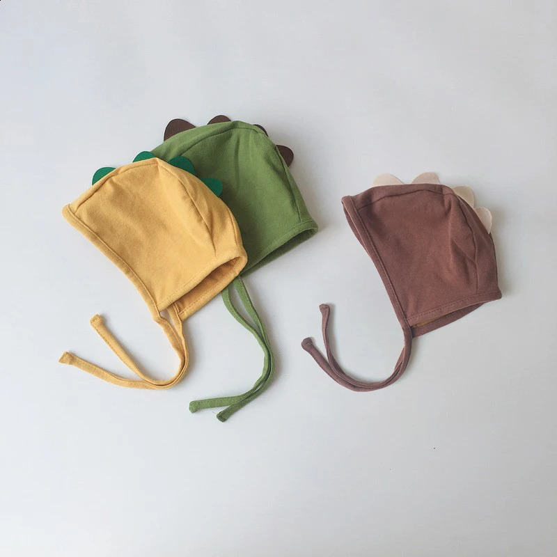 Cartoon baby earmuffs cute dinosaur suitable for childrens Beanie solid color cotton lace 240925