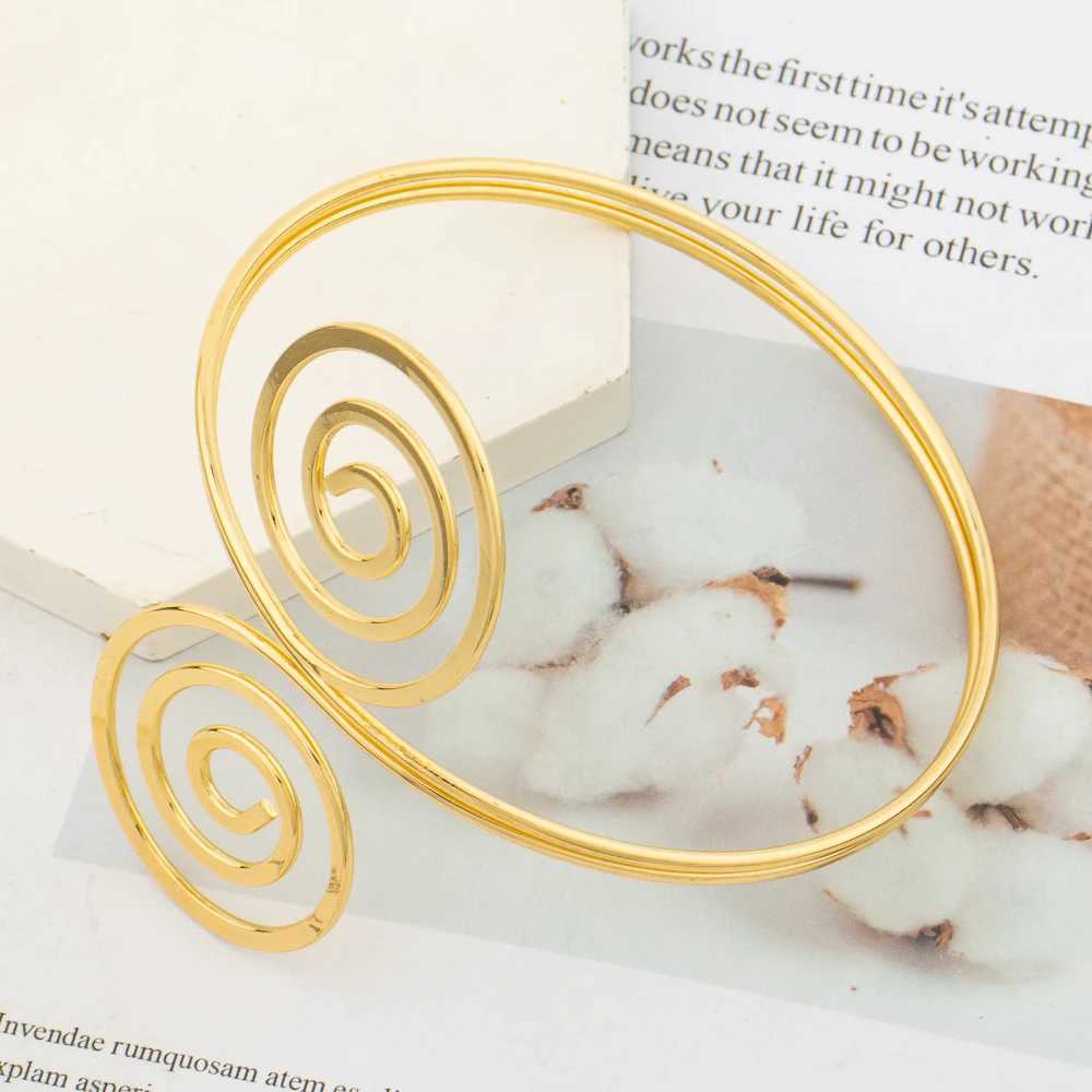 Bohemia Large Bangle Armlet Jewelry Set for Ladies 18k Gold Color Cuff Armband Copper Adjustable Armlets Jewelry AccessoriesX240925