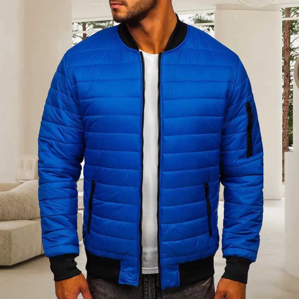 Comfortable mens top mens jacket bedding plain solid color stand up collar warm winter casual jacket Y240925