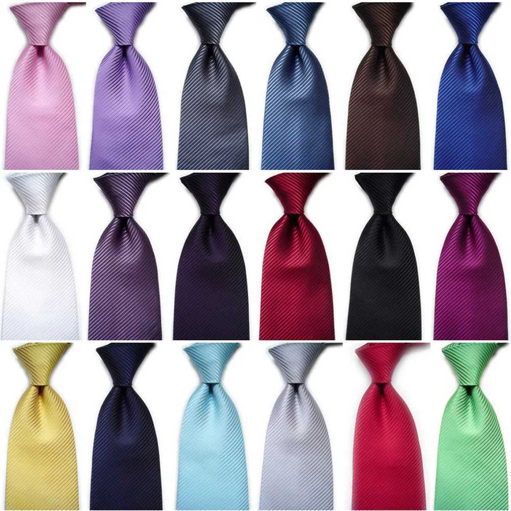 Mens Fashion Tie 10cm 4-inch Business Wedding Accessories Silk Tie Solid Stripe Black Blue White Purple Necklace Y240925
