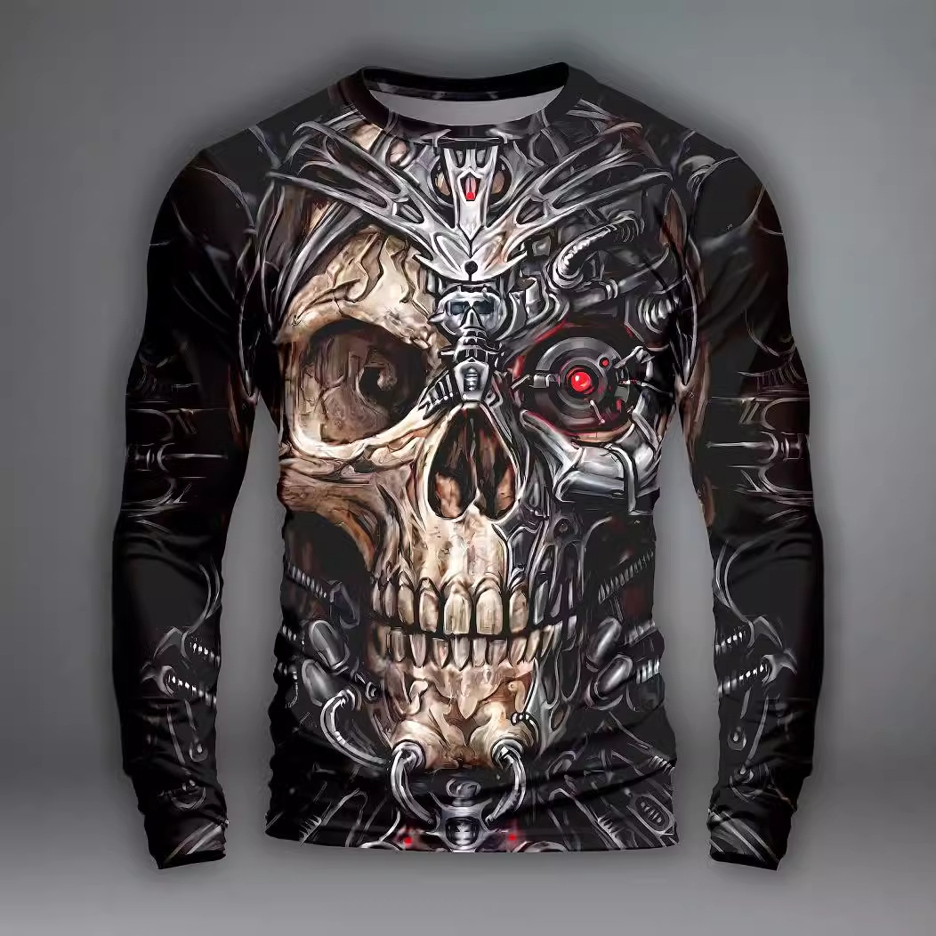 Men's Halloween Skull Print Long Sleeve Pullover dh910320090
