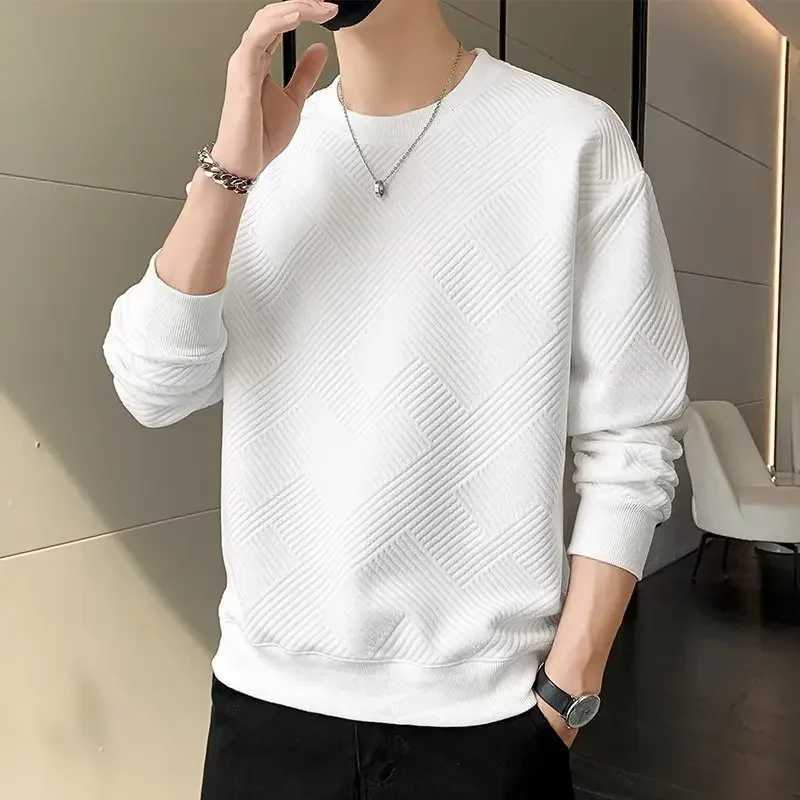 New Loose-fit Mens Trendy Pullover Sweatshirt Casual Solid Color Round Neck Sweatshirt Trendy Autumn Hoodies SweatshirtsX240925