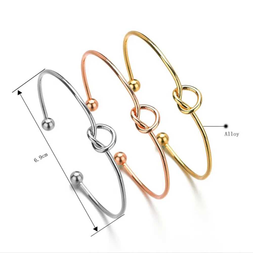 Love Knot Bracelets Thank You Bridesmaid Proposal Gifts Wedding Party Favers Tie The Knot Open Cuff Bangles for Women GirlsX240925