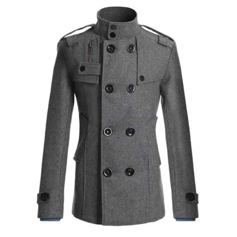 Mens Slim Fit Casual Double breasted Mid length New European and American Fashion Long sleeved Woolen Coat Windbreaker Coat LX241010