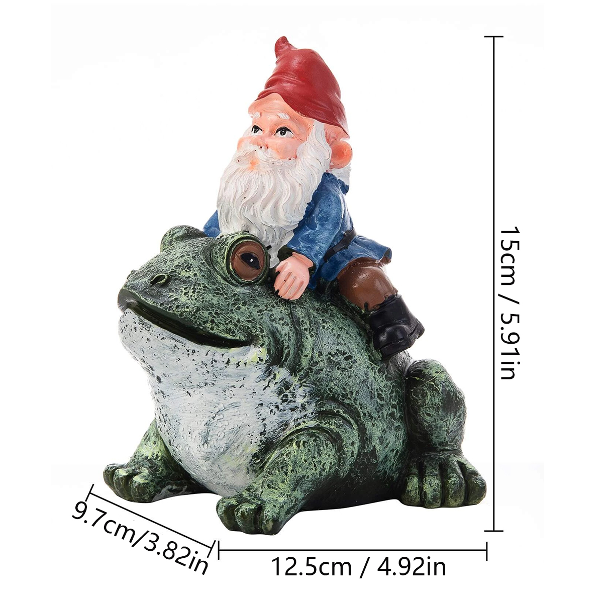 Gnome Riding Frog Statue Fairy Garden Decoration Funny Gnome Doll Gnome Resin Craft Statue