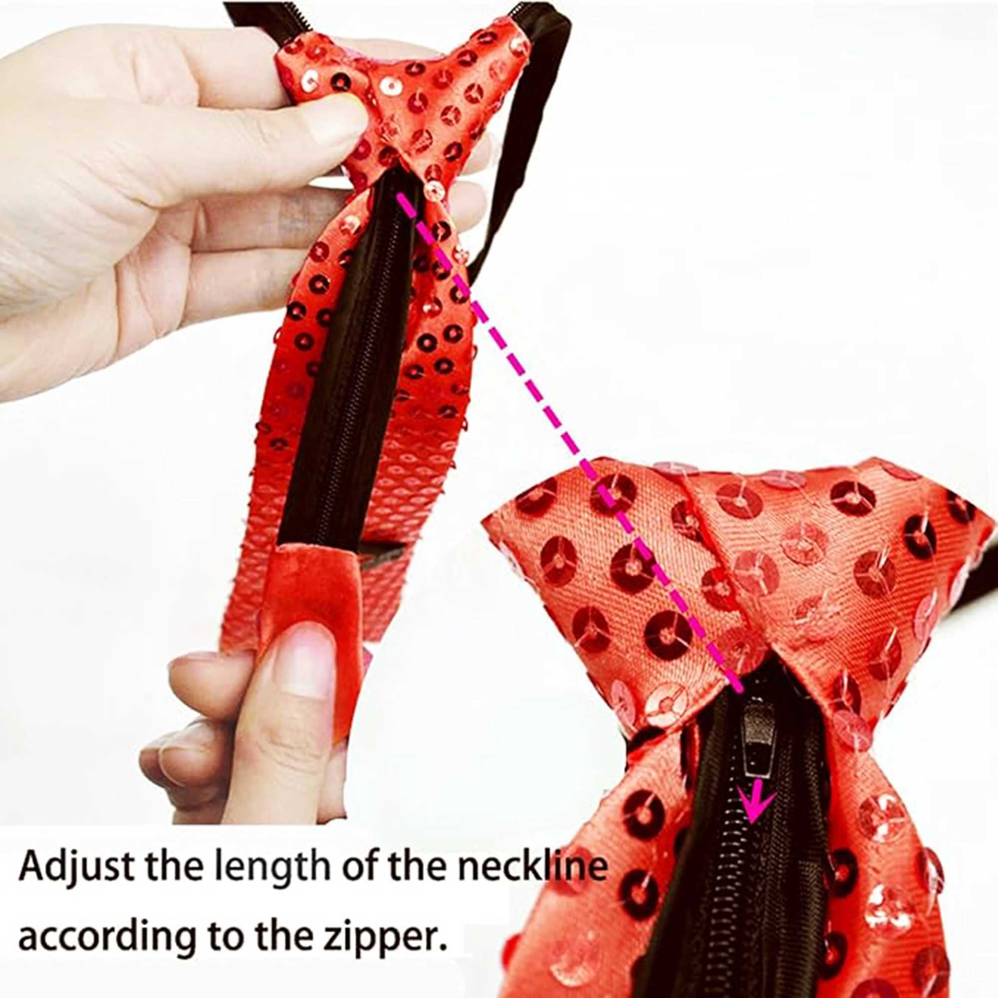 Shiny sequin tie stage flash adjustable zipper closure oil painting necklace fashion necklace party performance accessories Y240925