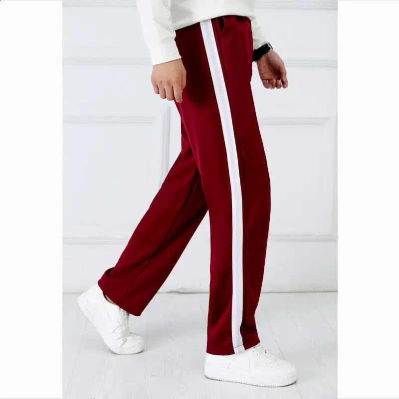 Wine red Unisex Track Pants Casual Sweatpants mens Striped Bastic Trousers Straight Joggers Simple Work 240920