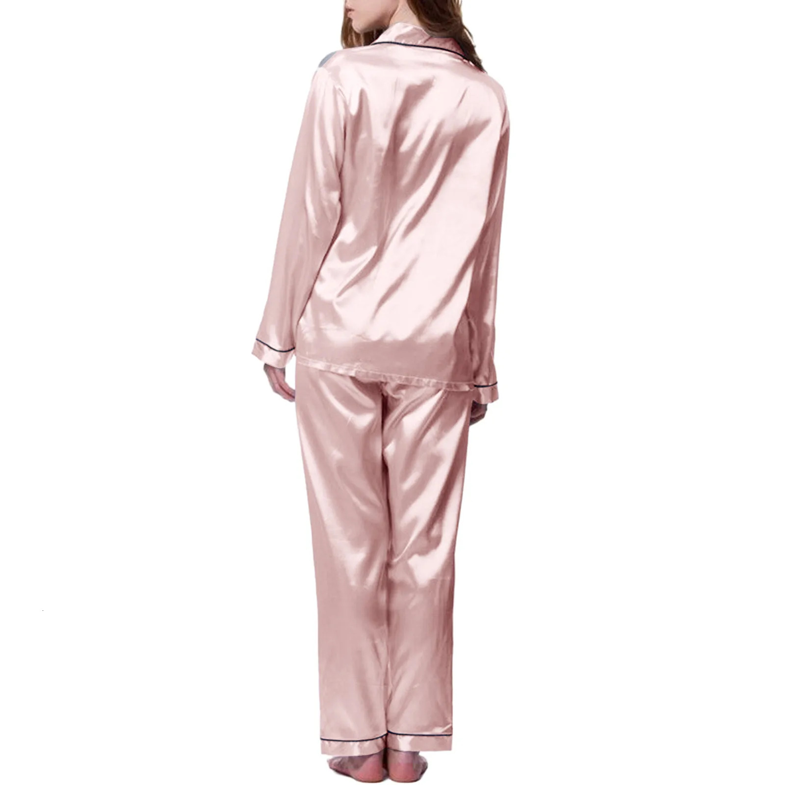 Pamas For Women Winter Long sleeves Sleepwear Sexy gerie Satin Pama Sets Female Night Clothes Silk Pyjamas Loungewear New