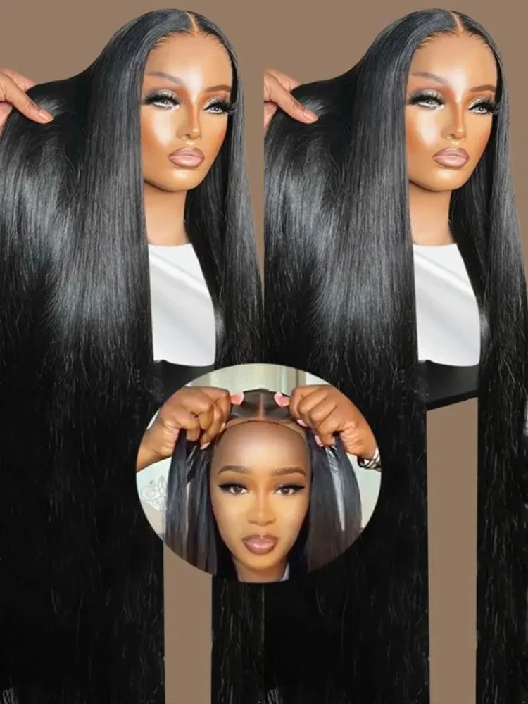 180density Straight Ready To Go Human Hair Wig for Woman Glueless Black 13X4 HD Lace Frontal Wigs Synthetic Preplucked