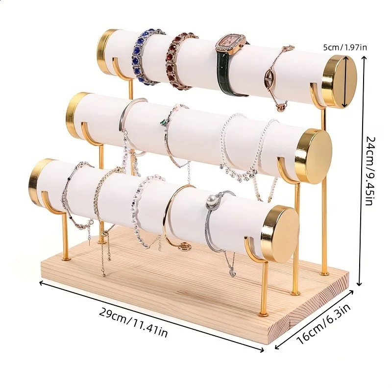 Simple 1/2/3 layer jewelry rack - wooden bracelet holder for women and men ideal choice for gifts 240918