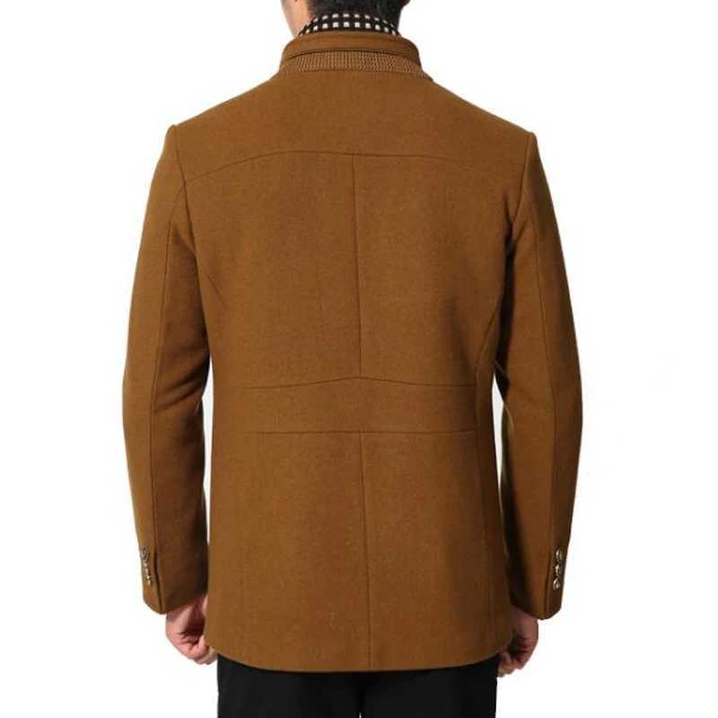 Winter Trench Coat Men Casual Thick Wool Overcoat Mens Stand Collar Woolen Coats With Detachable Scarf Parka Casaco Masculinos Y240924