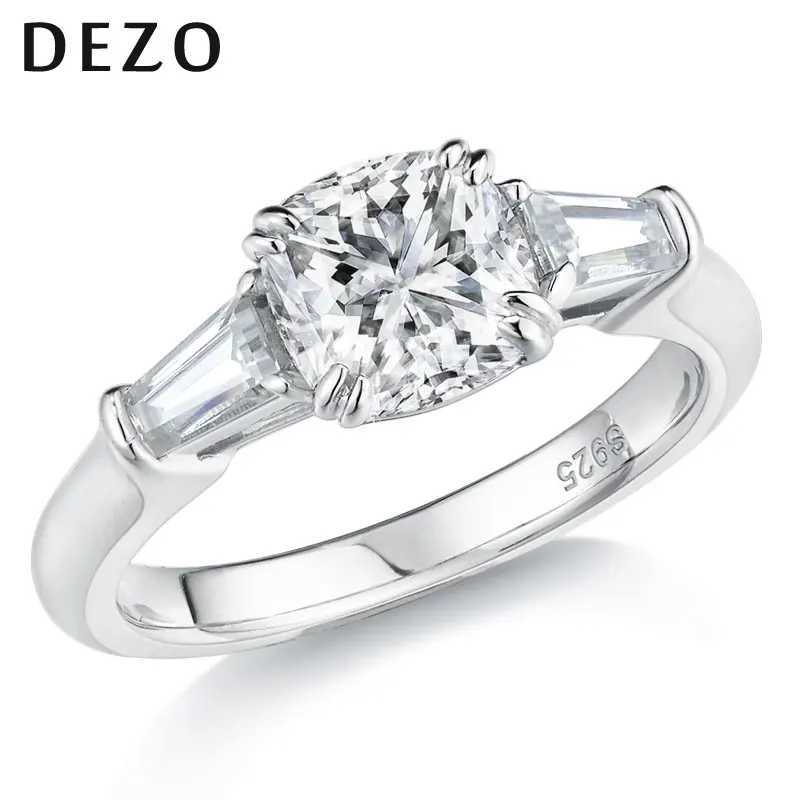 DEZO all silica womens engagement ring three stone solid 925 silver pad cut 2-carat VVS1 D color GRA certificate W240925