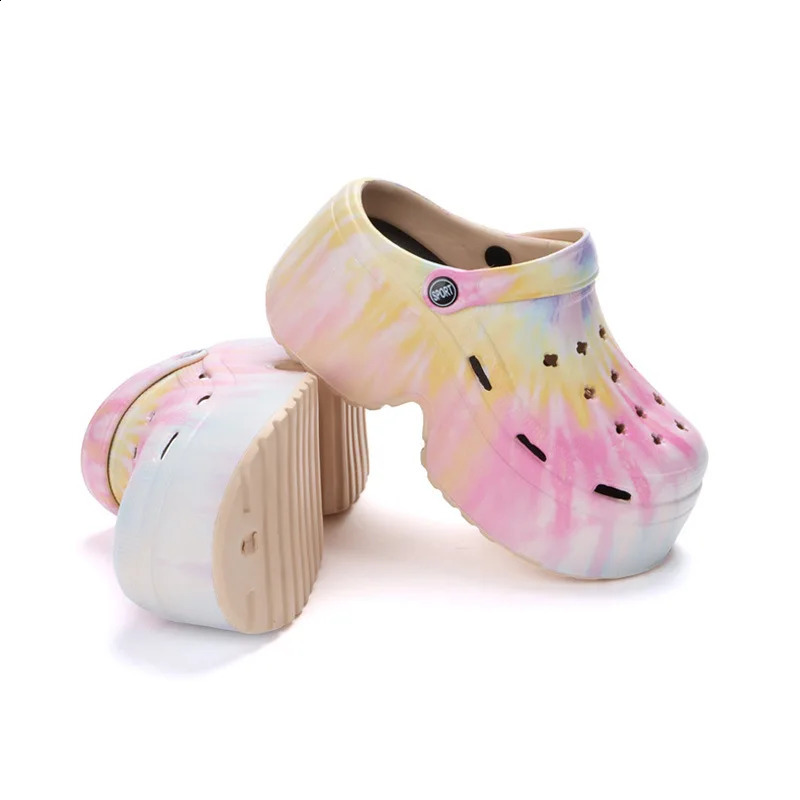 Leopard Platform Clogs for Women Closed Toe Chunky High Heel Sandals Woman Summer Street Beach Slides Girls Fashion Slippers 240924