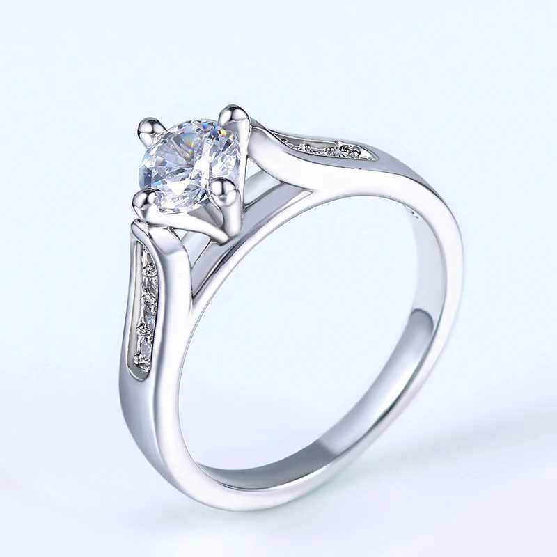 Womens fashion jewelry ring cubic zirconia charm brides wedding engagement white gold color ring direct shipping W240925