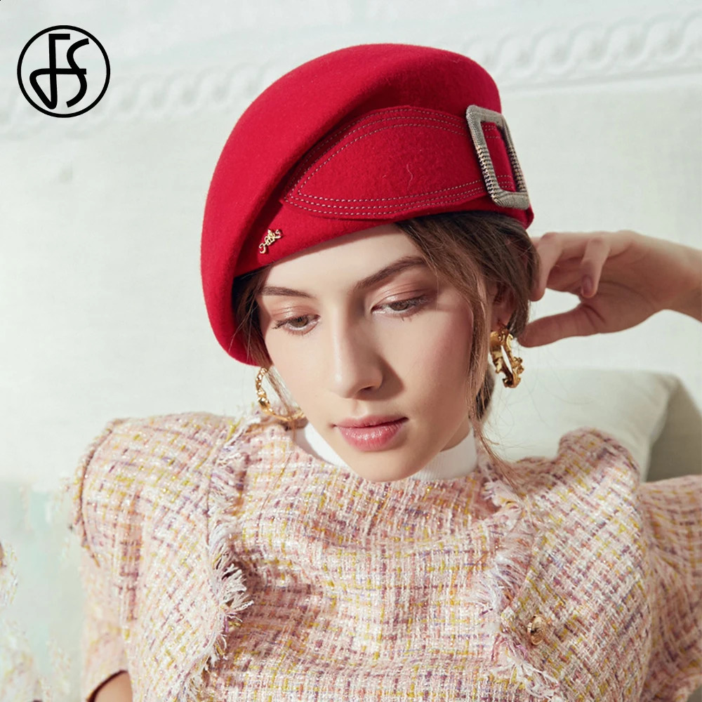 FS Retro British Womens Top Beret Wide Bow Conical Bowling Ball Fedoras Womens Soft Padded Derby Hat Wool Felt Cloche Hat Winter 2024 240921