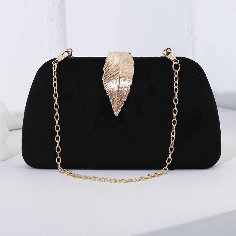 Clutch Bag New Fashionable Evening Designer Bag Velvet Metal Leaf Dress Paired With Banquet Handbag Small Square Bag For Women 240920
