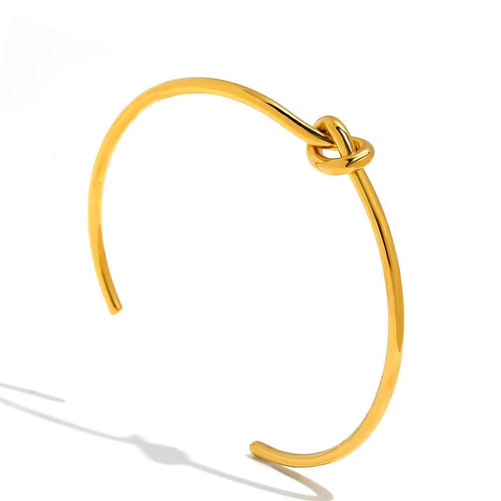 Stainless Steel Bracelets Elegant Trendy Round Circular Open Knot Cuff Bangle For Women Jewelry Goth Temperament Everyday WearX240925