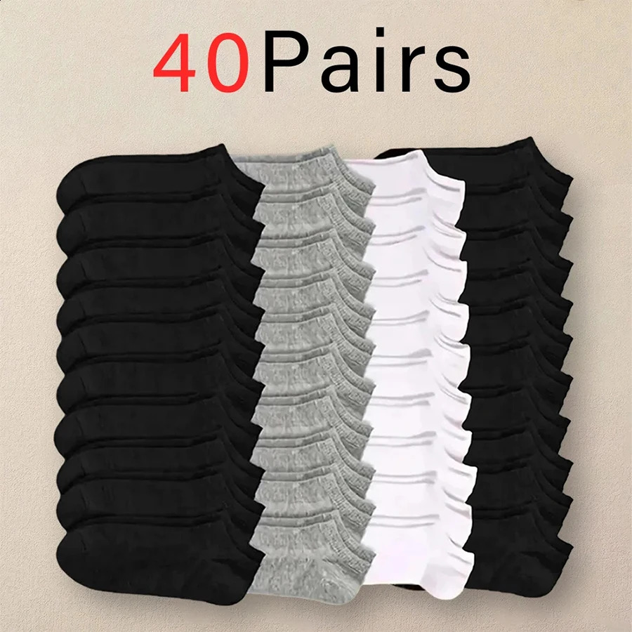 1040 Pairs Mens Boat Socks Business Sport Sweat Absorption Mature Summer Autumn Solid Color Non Pilling Versatile Ankle Socks 240925