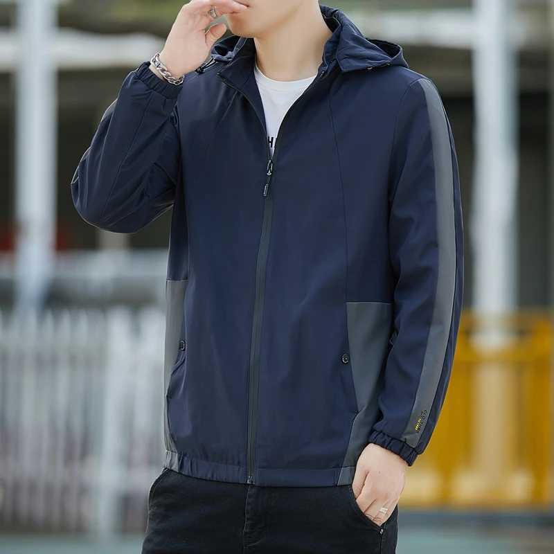 Mens Spring and Autumn Zipper cardigan Long Sleeve Hooded Jacket Pocket Casual Loose Coat Fashion Business Top Y240925