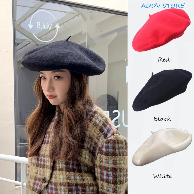 Womens solid color oversized beret in autumn and winter plus sizes lined with wool beret size L cloud hat 240921