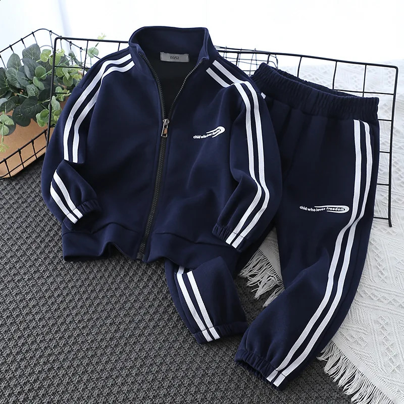Spring Striped Boys workout sweatshirtsweatpants set Kids Tracksuit Children Jumper Pants Jogger set 2-13 years 240924