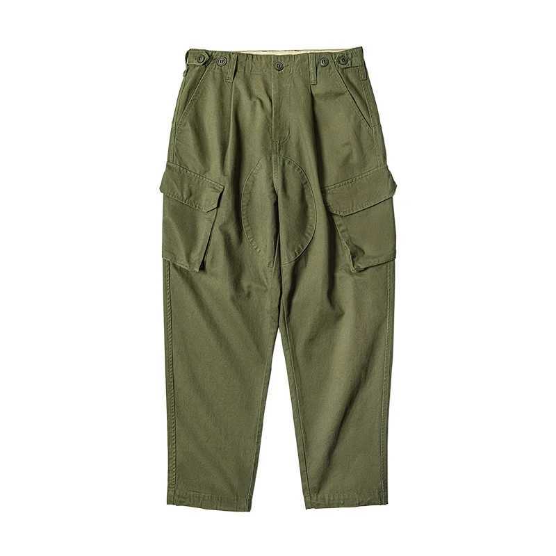 Maden Vintage Tactical Pants for Men Cotton Wide Cargo Pant Casual Baggy Large Pockets Trousers Strtwear Grn Trousers M240924