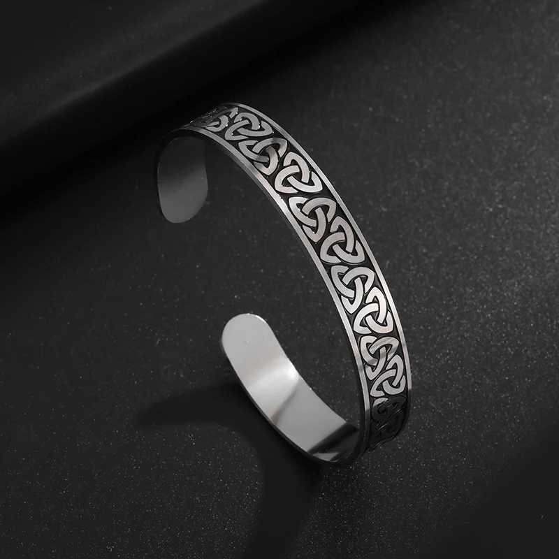 Stainless Steel Celtic Trinity Knot Open Adjustable Bracelet Suitable for Mens Fashion Personality Cool Lucky AccessoriesX240925