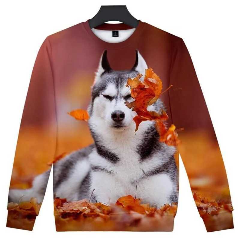 3D Printed Cute Siberian Husky Dog Hoodie For Men Animal Pattern Sweatshirt Long Sleeves Pullovers Casual Round Neck HoodiesX240925