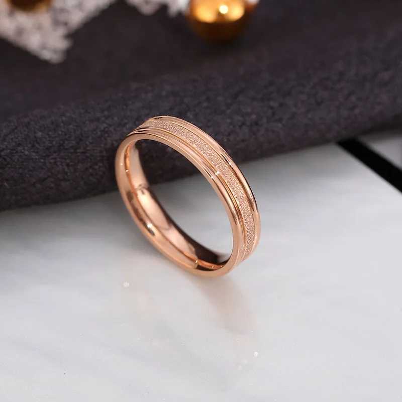 KNOCK Rose Gold Colored Matte Finger Ring Wedding Engagement Ring Jewelry 316L Stainless Steel Top Quality Never Fades W240925