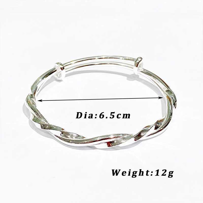 Vintage Silver Color Bangles for Women Fashion Adjustable Bracelet Twist Braid Metal Bangle Party Wedding Accessories JewelryX240925