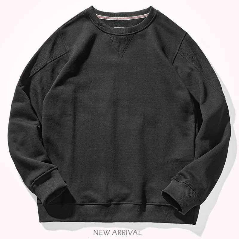 Heavyweight cotton top mens 2022 new autumn round neck cotton Pullover SweaterX240925