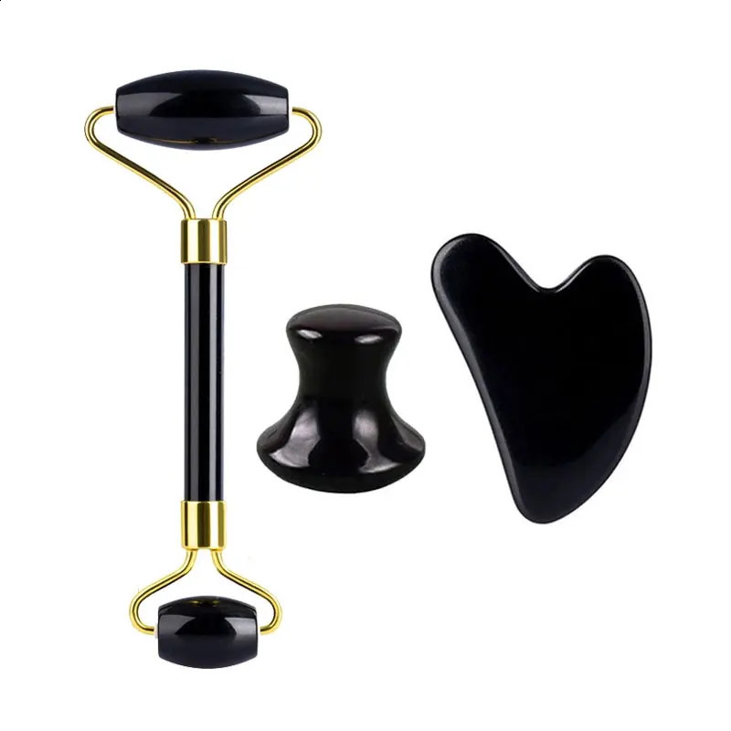Natural obsidian jade eye mask food scraper massage roller jade lifting skin care melon sand beauty tool 240920