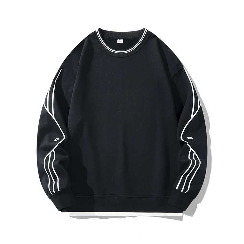 Large Size 7XL 8XL Long-sleeved Sweater Mens Autumn and Winter Korean Casual Handsome Plus Fat Round Neck T-shirt Top harajukuX240925