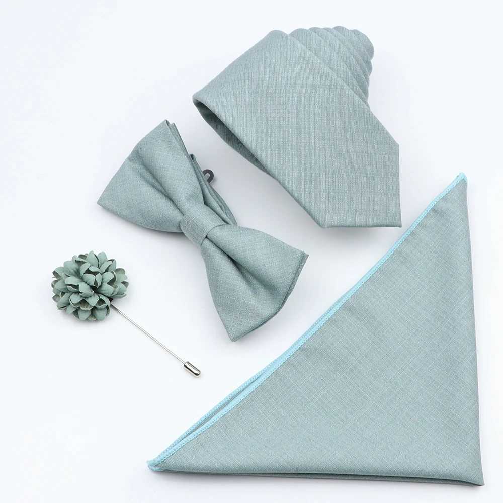 Mens bamboo fiber tie brooch set with soft anti wrinkle collar and blue tie used as accessories for business weddings and parties Y240925