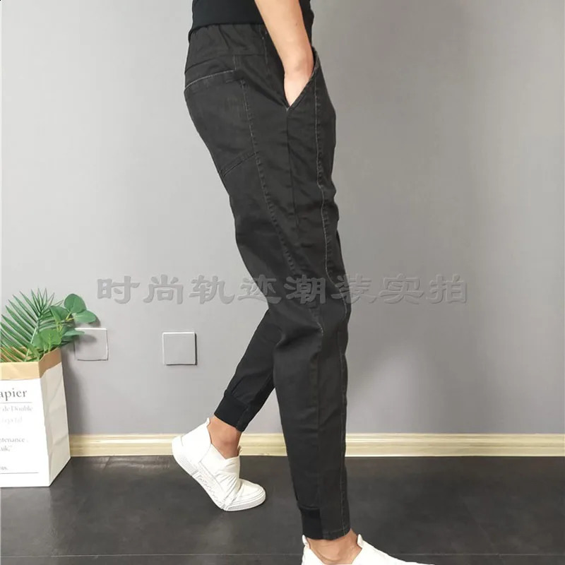 summer solid color slim fit mens jeans youthful and fashionable pants fully matched denim trendy youth pencil 240925