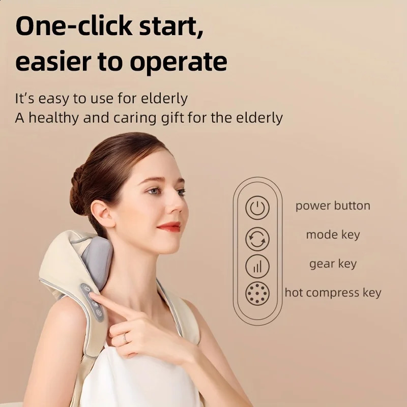 Electric Neck And Back Massager Wireless Shoulder Kneading Massage Pillow Cervical Muscle Relaxing Shawl 240919