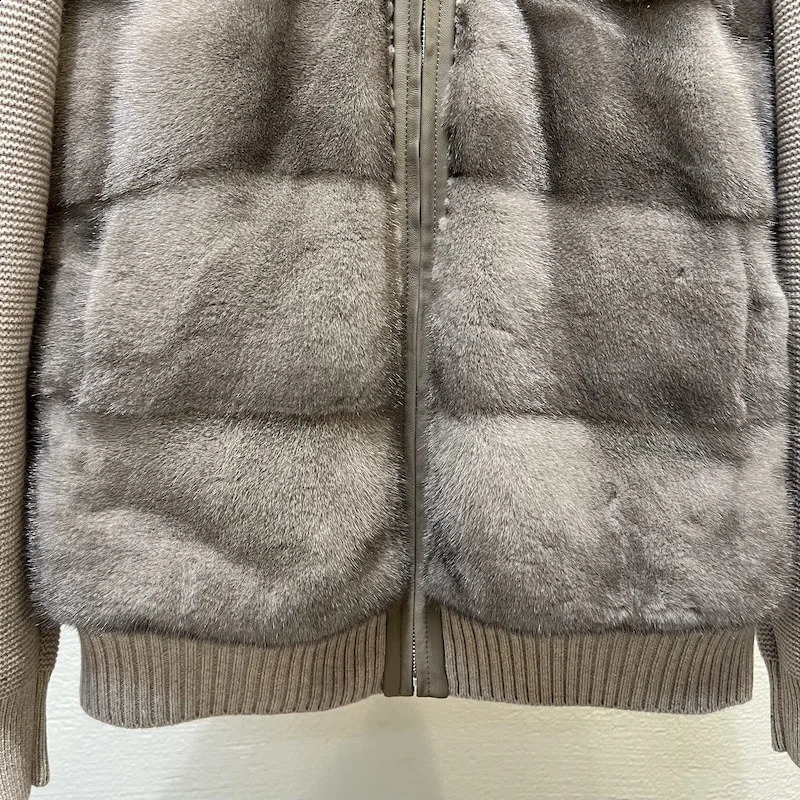 Imported Mink and Cashmere Coat for Womens High End Short Fur Splicing Knitted White Quality Leather Jacket 240924