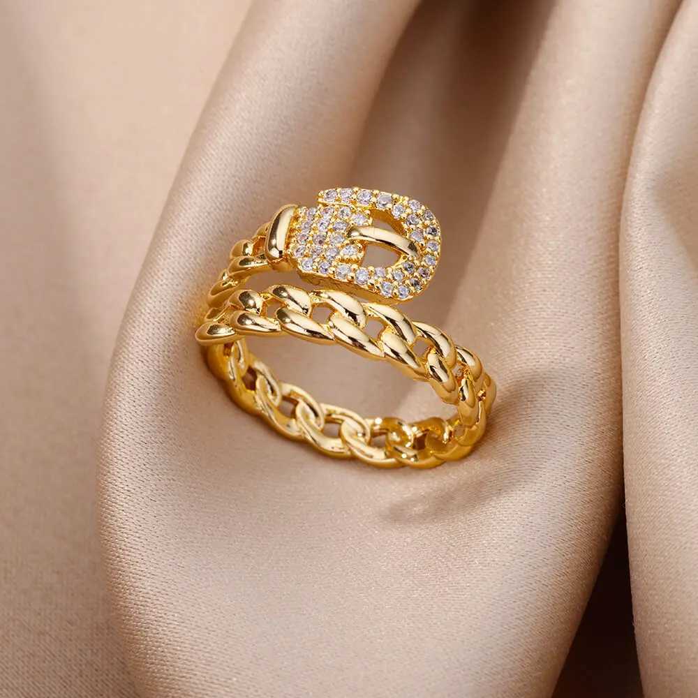 Zirconia Stone Ring Womens Stainless Steel Gold 2024 New Trend Wedding Ring Jewelry Gift Pack Womens Anime Mujer W240925