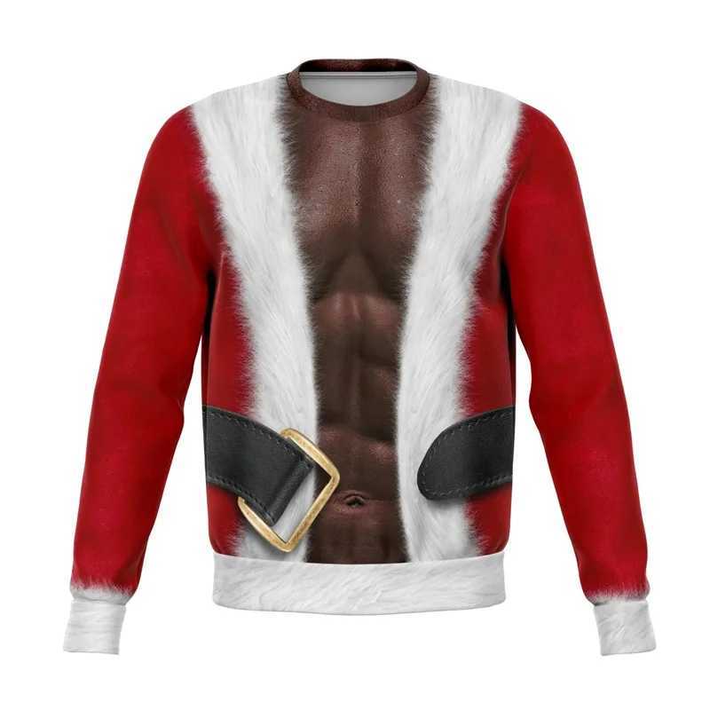 Autumn Mew 3D Happy Christmas Print Sweatshirts Santa Claus Xmas Graphic Round Neck Hoodies Kid Funny Ugly Christmas SweatshirtsX240925