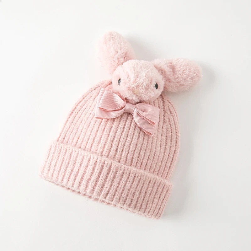 Dave Bella Baby Hat Cute Pink Winter Warm Knitted Childrens Solid Elastic 240925