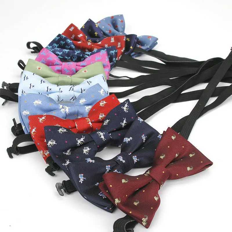 New plain weave childrens tie Polester tie Baby childrens tie Classic pet tie Elk bike Umbrella dog bike Y240925
