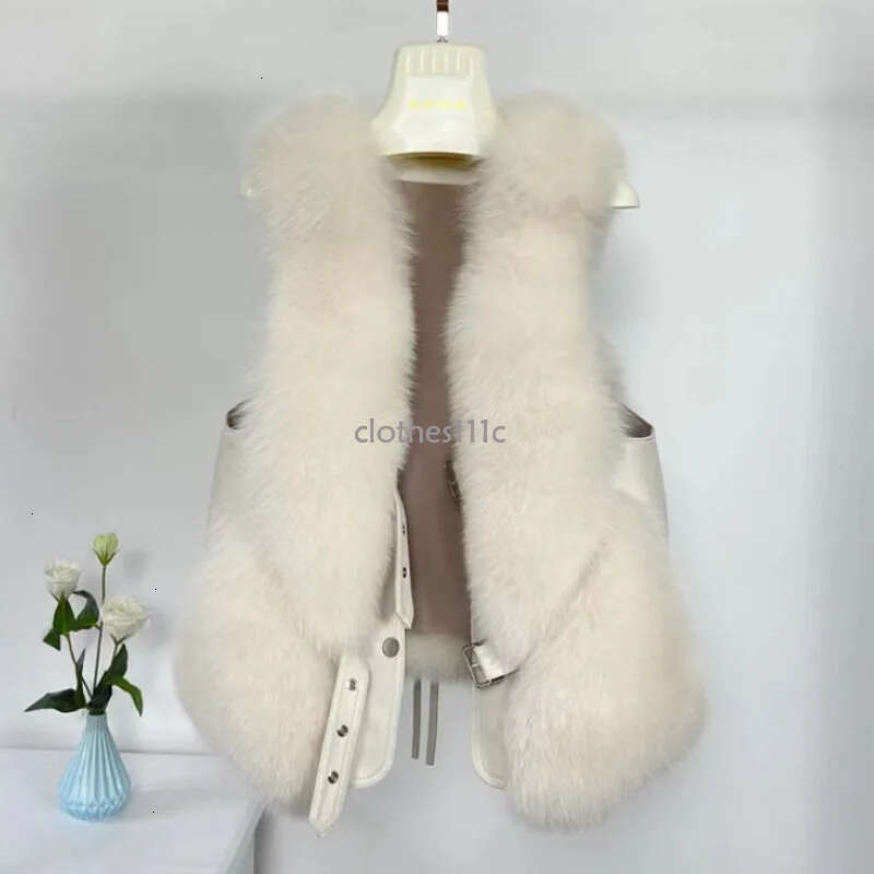 2024 Autumn Winter Women Vest Short Style Splicing Solid Color Fur Coat New