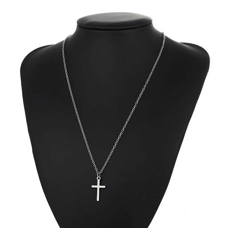 Minimalist Cross Necklace Women Pendant Simple Gold Color Chain Metal Jewelry Clavicle Choker Men Couple Party Daily GiftsXJ250121