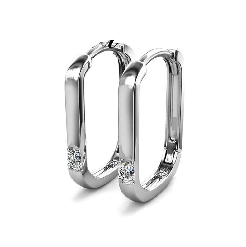 2024 Brand Simple Sterg Sier Moissanite Dia Women's Clip-On Earrings