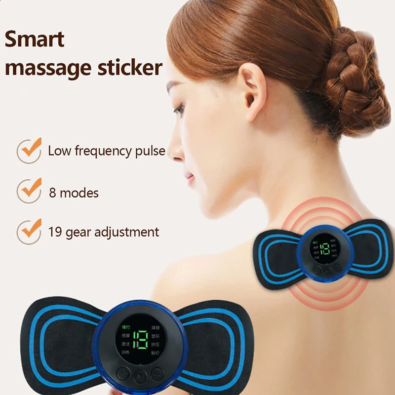 Portable EMS Neck Stretcher Electric Massager 8 Mode Cervical Massage Patch Pulse Muscle Stimulator Relief Pain 240919
